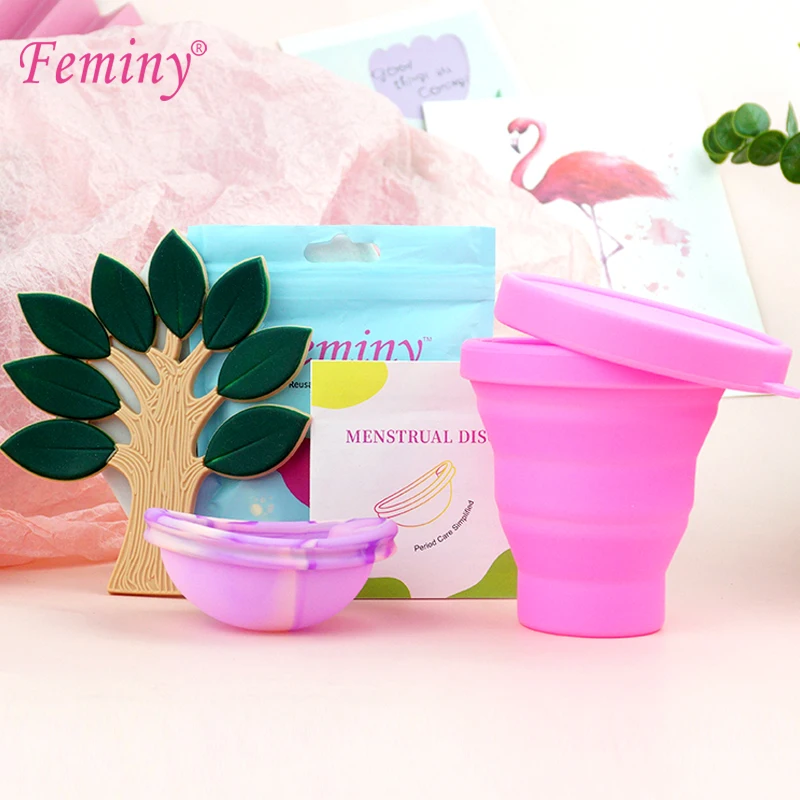 

Medical Silicone Menstrual Collector Female Menstrual Disc With Sterilizing Cup And Drying Mat Use For Menstruation Period