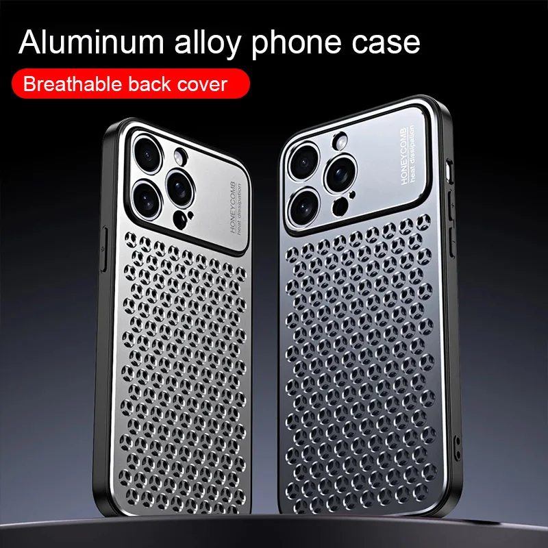 

Aluminum Alloy Phone Case For iPhone 17 16 15 14 13 Pro Max Metal Breathable Back Cover