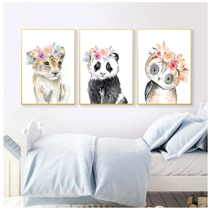 Llama Panda Alpaca Leopard Lion Cartoon Wall Art Canvas Painting Nordic Posters And Prints Wall Pictures Baby Kids Room Decor