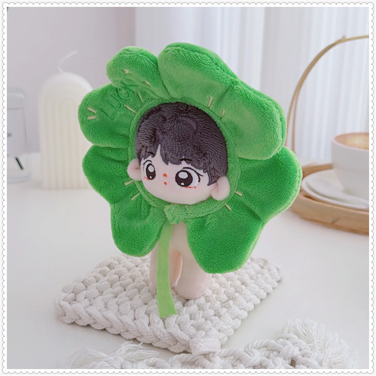 10-17cm Kawaii Mini Idol Doll Clothes Cartoon Cute Four Leaf Clover Headband Hat Plush Doll Clothes Accessories Toys Gifts