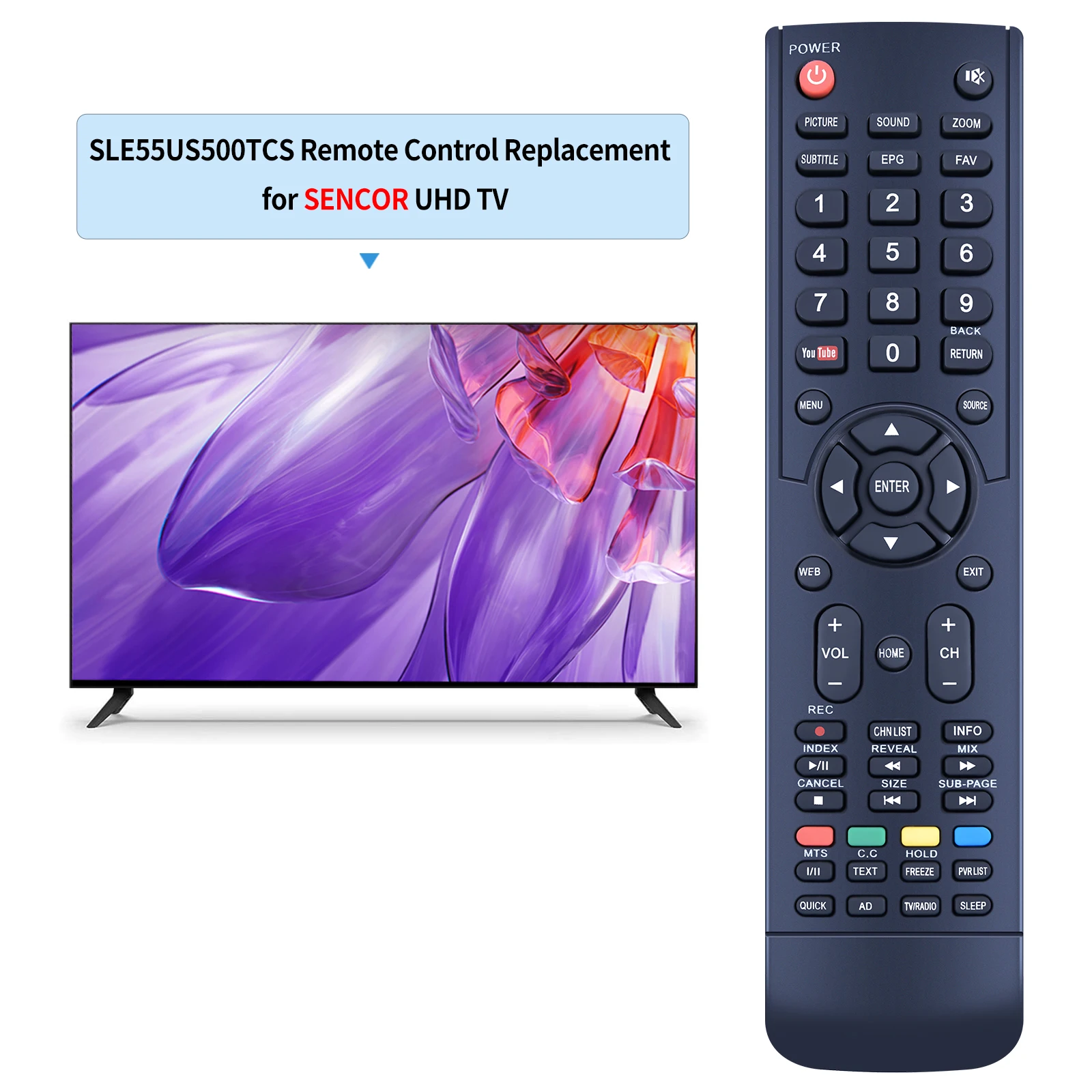 Remote control for Sencor SLE43US500TCS, SLE49US500TCS, SLE55US500TCS TV