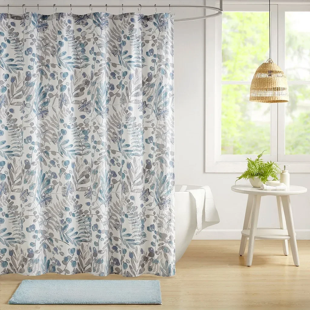 

Printed Seersucker Shower Curtain 72x72 Inches Machine Washable Lightweight Waterproof