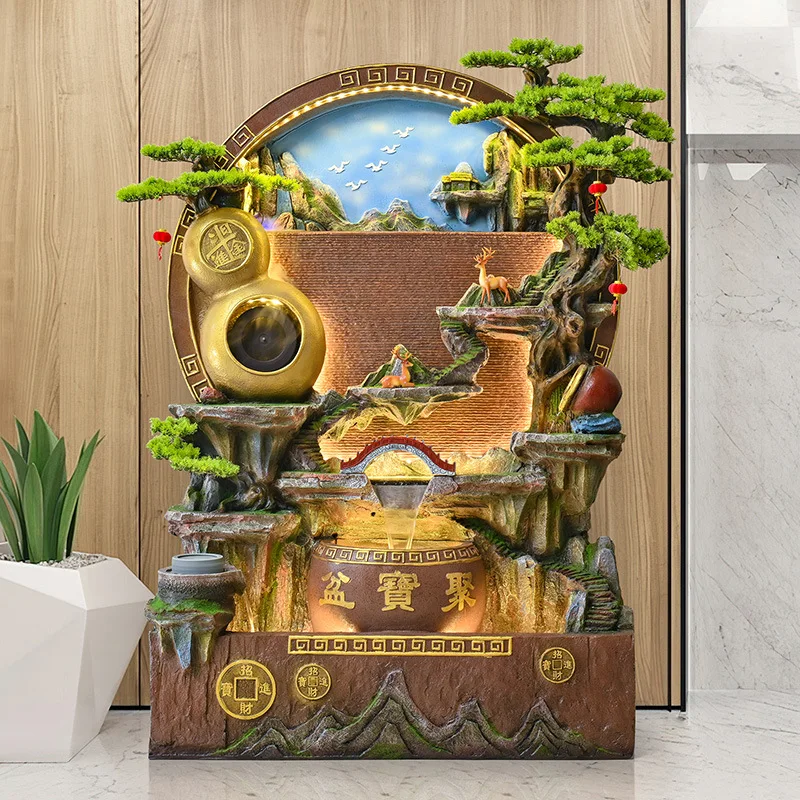 water curtain wall rockery flowing water fountain, floor-to-ceiling entrance screen, living room balcony office hotel decoration