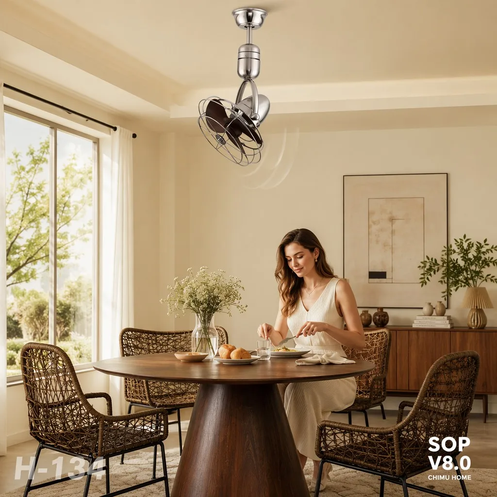 【CHIMU HOME】 Retro Ceiling Fan Light Antique Wood 3 Speed Quiet Motor Oscillating for Living Room Study Dining Home Decor