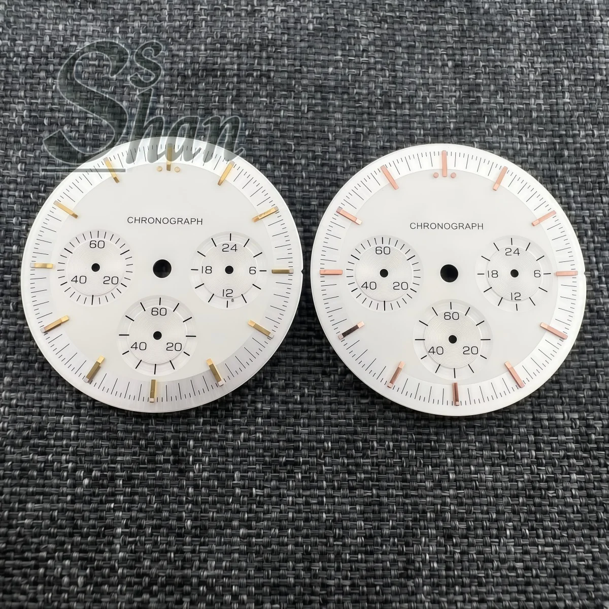 31.5mm White Chronograph Dial Green Luminous Multi Color Index Fit VK63 Quartz Movement Watch Dial Watch Repair Mod Parts