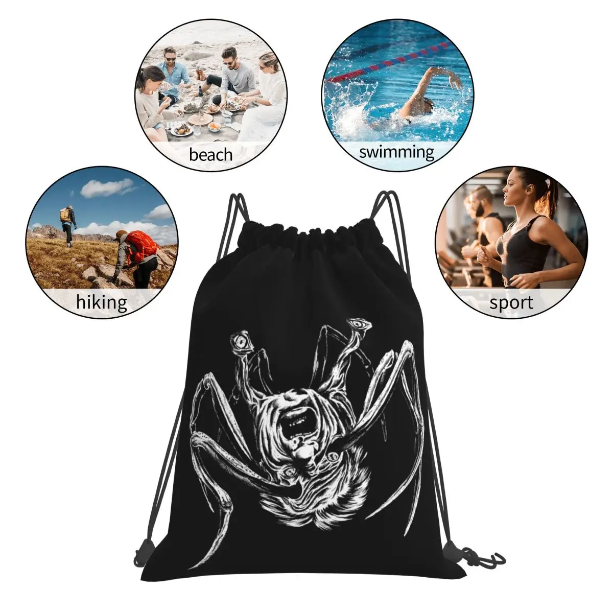 Thing Spider Head Backpacks Multi-function Portable Drawstring Bags Sports Bag Book Bags For Travel Students