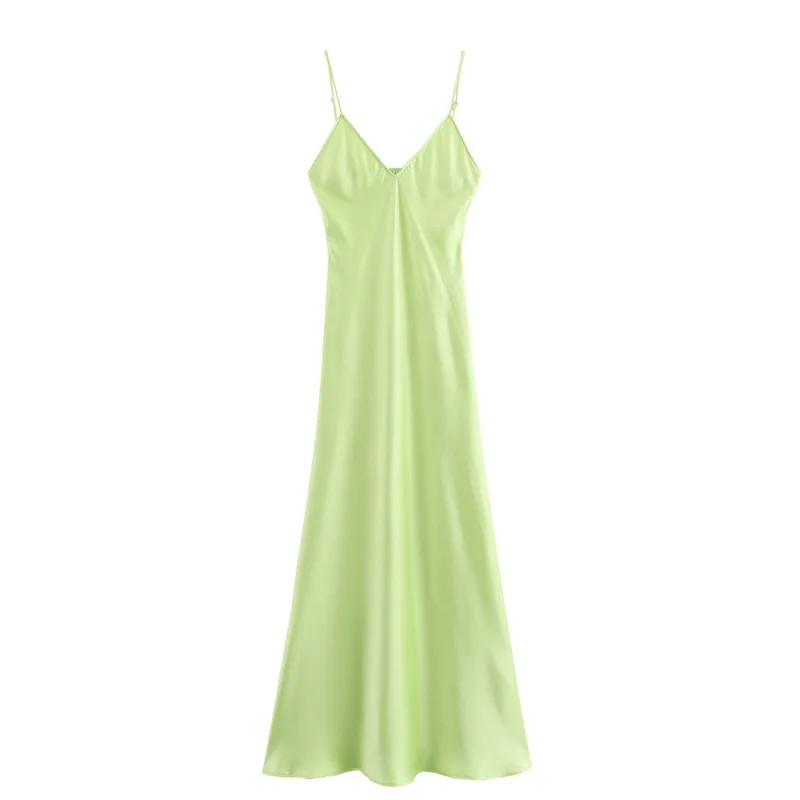 Nueva ropa de mujer, vestido ajustado con textura de satén y seda a la moda europea y americana