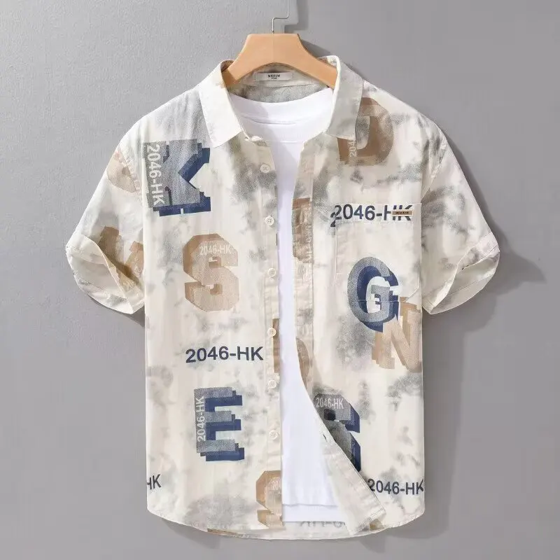 

Новинка 2023 года, летние мужские рубашки высокого качества, молодежные повседневные рубашки большого размера, модная мужская одежда, прочный топ для занятий спортом на открытом воздухе