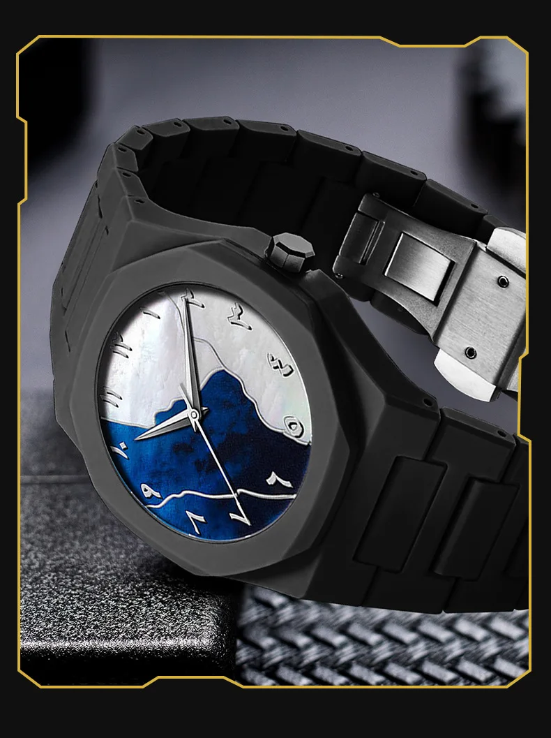 Men Watch Simple Arabic Numerals Middle Eastern Black Matte Oil Sensitive Plastic Waterproof Male Fashion Quartz Watches Tool