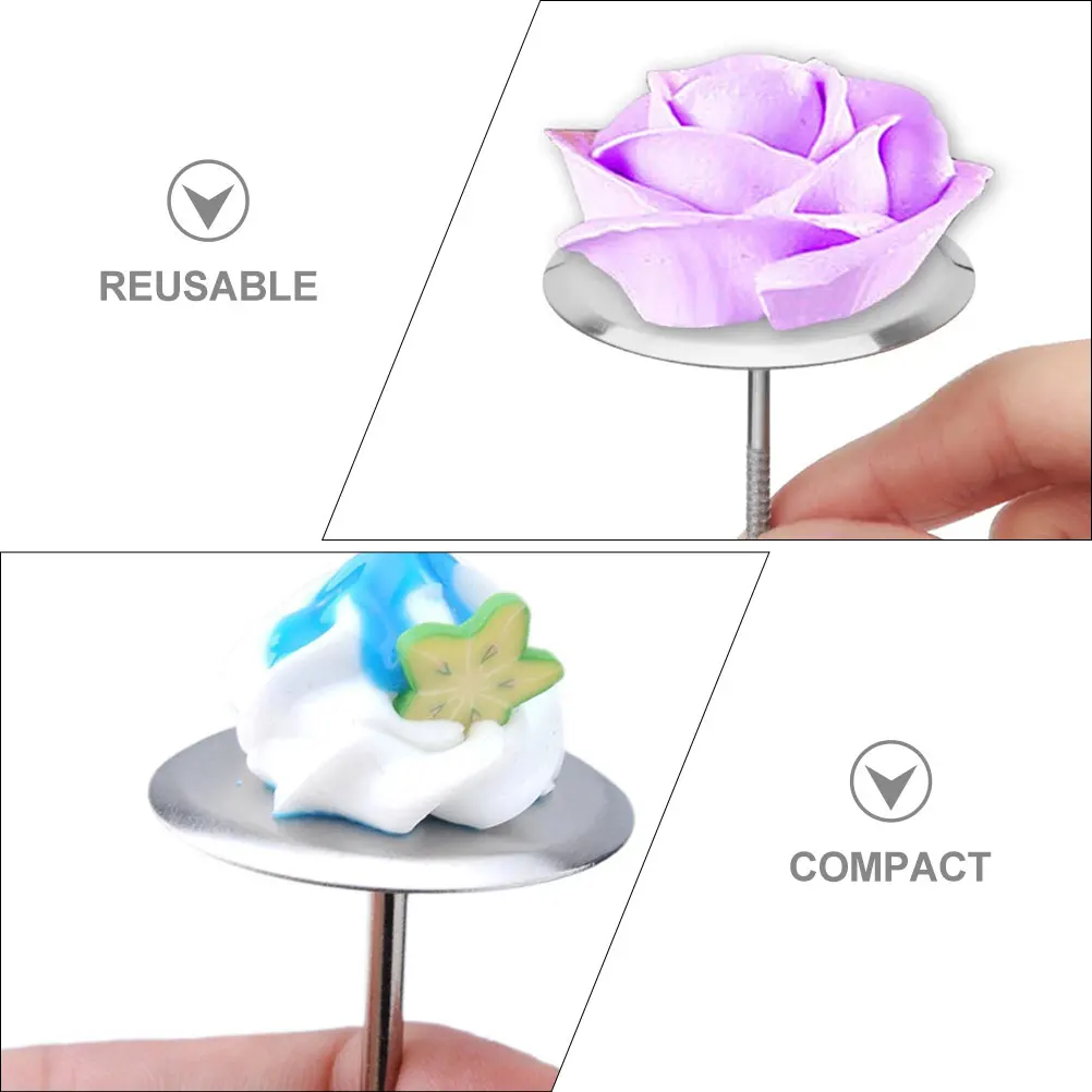 

6pcs Cake Flower Nail Large Stainless Steel Piping Tools Decor Accessories for Frosting Icing Pastry Roses Cake Nails Kitchen
