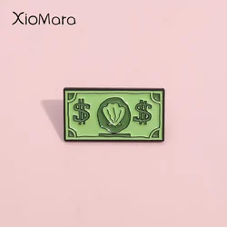 Green USD Symbol Enamel Pin Custom Wealth Money Cartoon Cute Anime Currency Brooches Lapel Badges Jewelry Kid Fans Gift