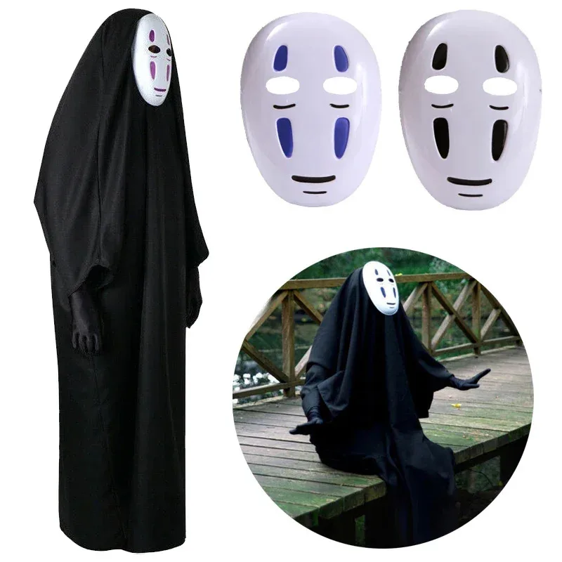 

No Face Man Spirited and Away Cosplay Costume Mask Gloves Faceless Cloak Coat Kids Adult Halloween Carnival Costume for Wan Wowa