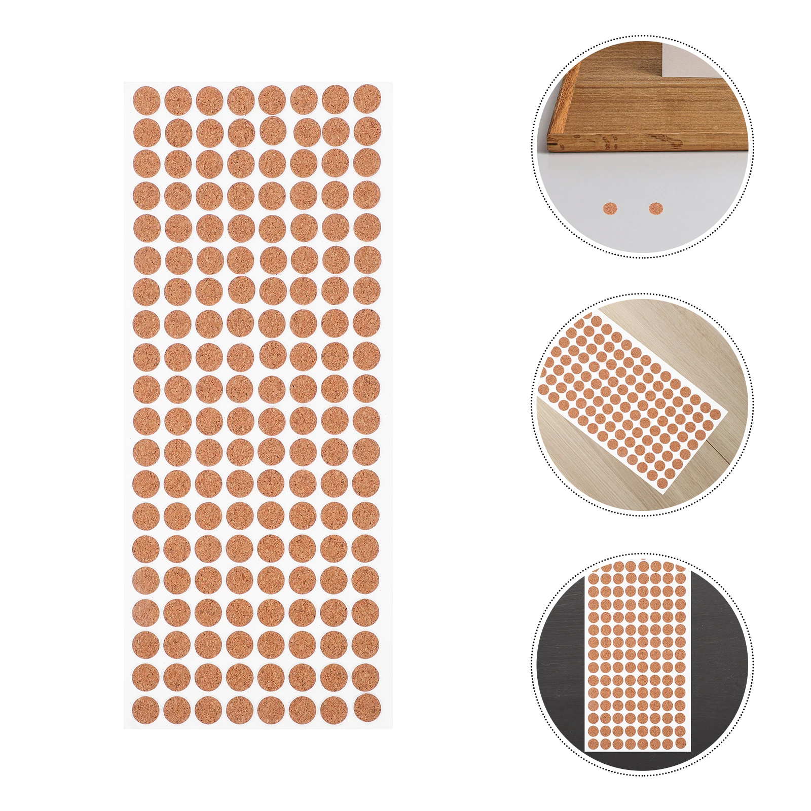 500pcs Self-Adhesive Cork Pads Non-Slip Cork Mats Round Dots Flat Circles For Kitchen Furniture Cabinets Dining Shock Absorption
