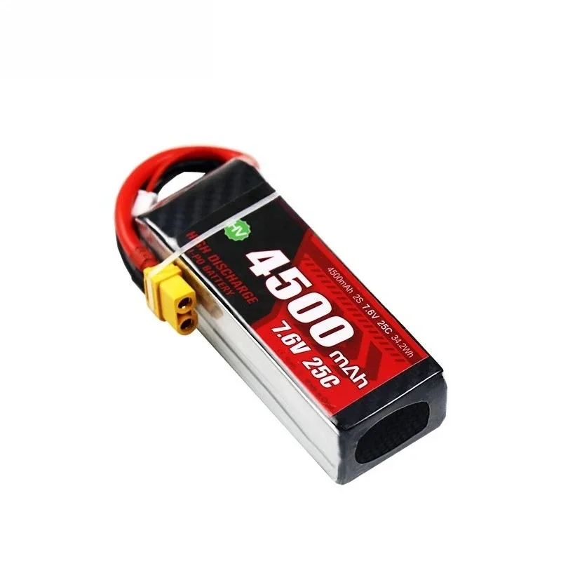 2S 7.6V 4500mAh 25C Replace Rechargeable Lipo Battery for Remote-controlled High-speed Off-road Vehicle Battery with XT60 Plug