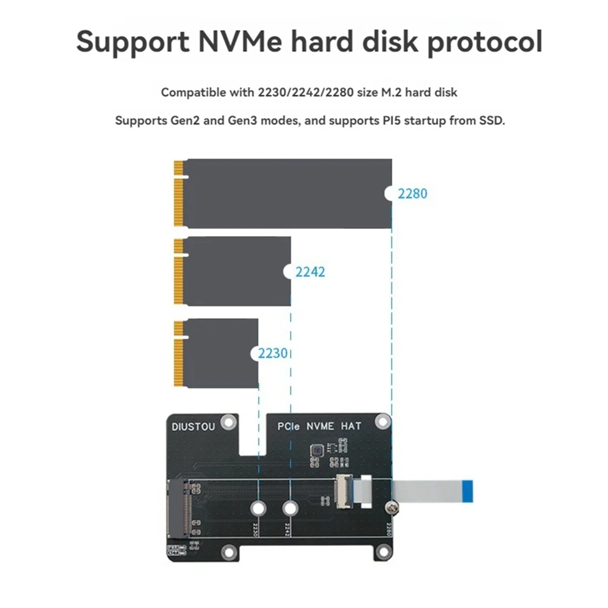 ADEGBO-Улучшенный адаптер PCIe-M.2 M Key, плата расширения NVMe для Raspberry Pi 5