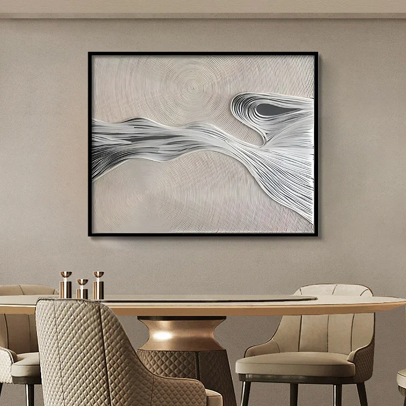 

z Living Room Decoration Mixed Media Artwork Abstract painting Handmade Twisting Rope And Paper Art Acrylic 3D Wall Art With Fr