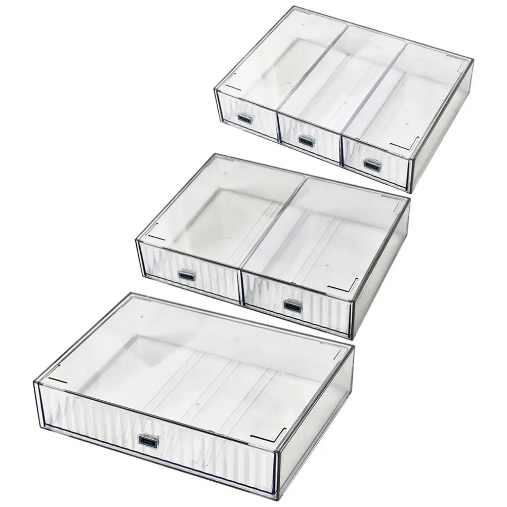 3 Piece Transparent Desk Organizer Drawers Plastic Storage Box for Pens Markers Jewelry Cosmetics