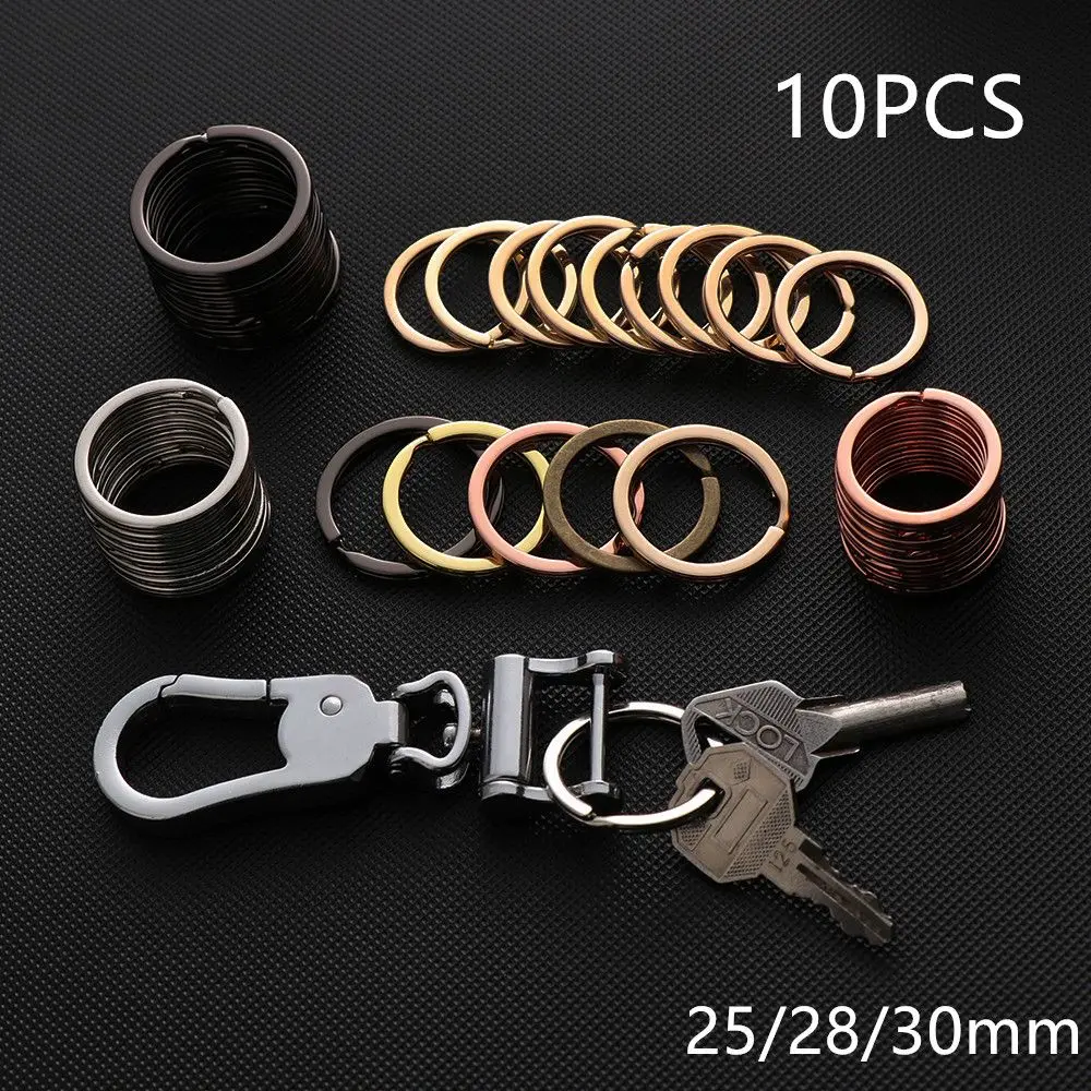 10pcs/lot 25mm 28mm 30mm Round Connectors Clasps Carabiner Split Key Ring Key Chain Stainless Steel