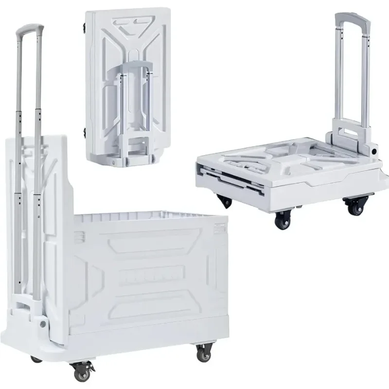 

Foldable Shopping Cart with Wheels Collapsible Rolling Crate for Groceries Folding Storage Box with Handle Three Modes of Use I