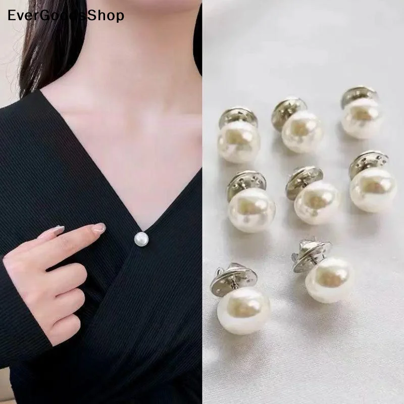 10pcs Pearl Button Pins ,DIY Decorative Safety Button Covers For Shoes, Hats, Bags, Shawls,Collar Needle Buckle Fixed Pin Brooch