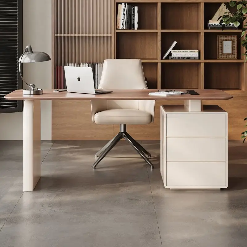 Modern Nordic Furniture Solid Wood Material Desks Simple yet Smart Office Desks Computer Desks With Sockets Storage Drawers