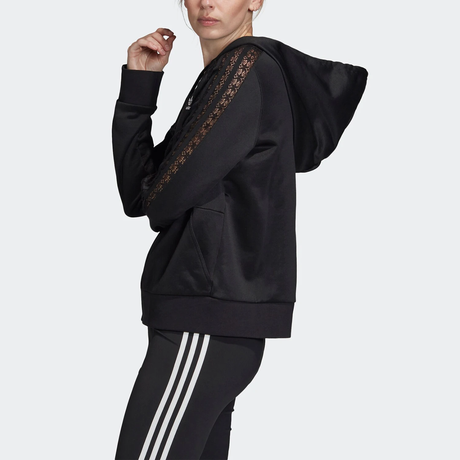 Adidas genuine Three-leaf Clover New Season Women's LACE ZIP Hooded Jacket FM1749