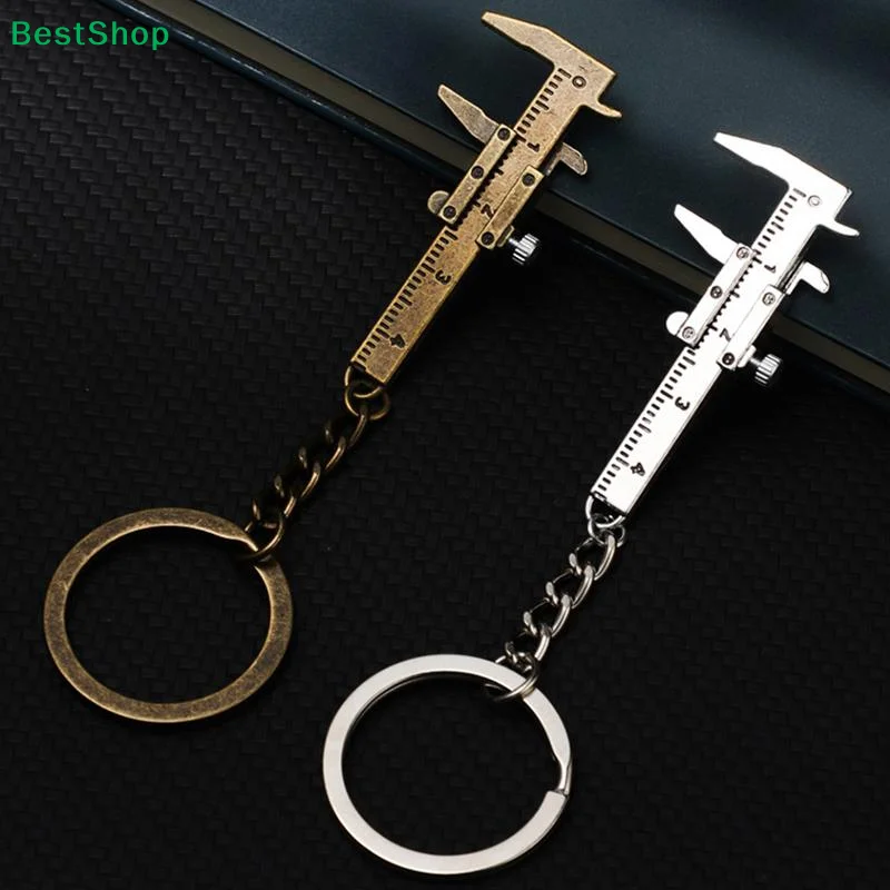 〔Q〕Retro Mini Caliper Keychain,Adjustable Sliding Scale Ruler Keyring,Pocket-Sized Measuring Tool for Daily Use