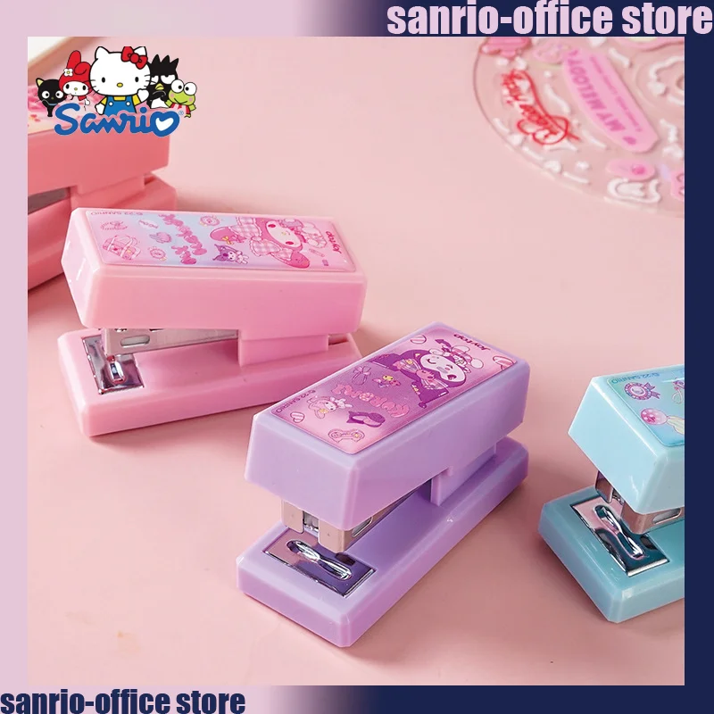 

12pcs Anime Cartoon Kuromi Cinnamoroll Stapler Set Creative Kawaii Student Stitcher School Stationery Supplies Stapler