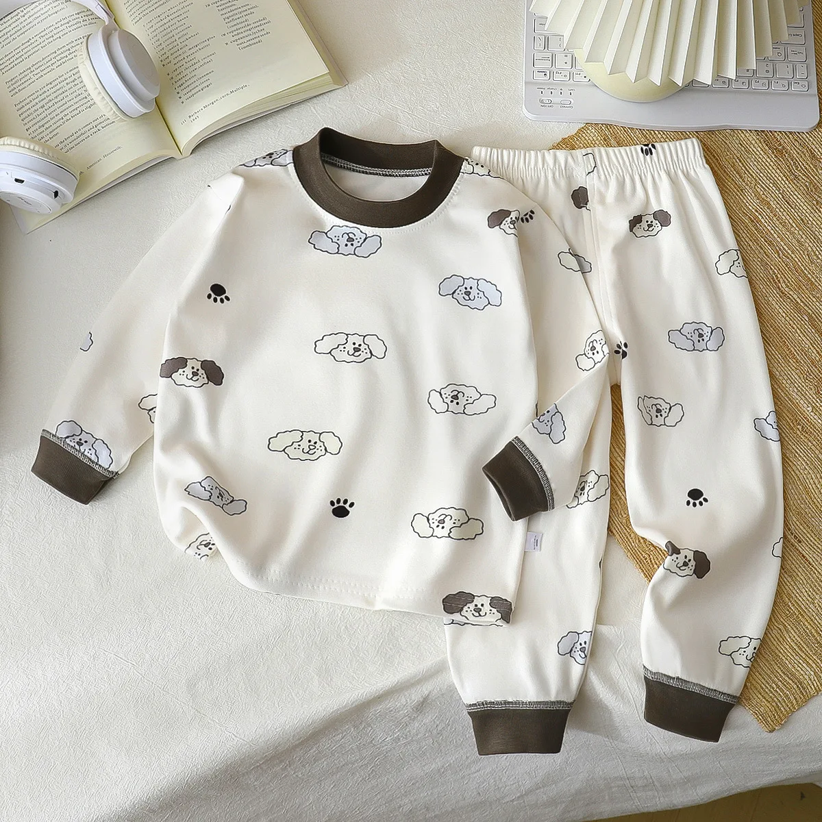 2-piece Autumn And Winter Children's Warm Home Underwear Set For Boys And Girls Fun And Cute Tops Comfortable Pants