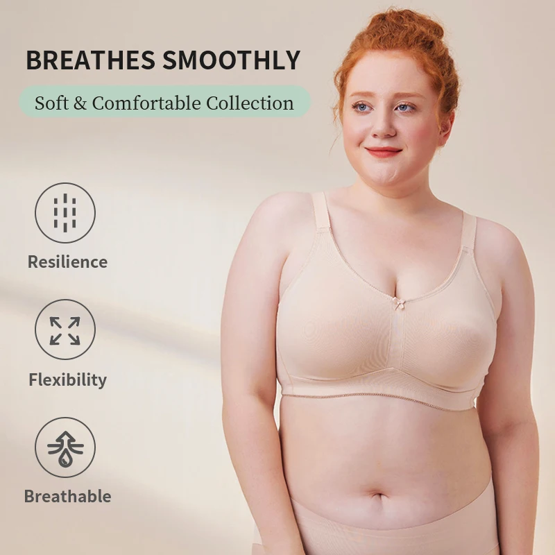 LERVANLA 2302 Bra Seamless Sexy Bras for Fat Woman Mastectomy Bra Cotton Bralette Full Coverage Cup D E F G for Plus Size
