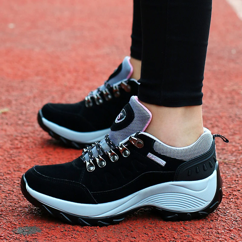 Shoes for Women Outdoor Waterproof Platform Hiking Shoes Increase Casual Sneakers Ladies Nonslip Camping Climbing Woman Sneakers