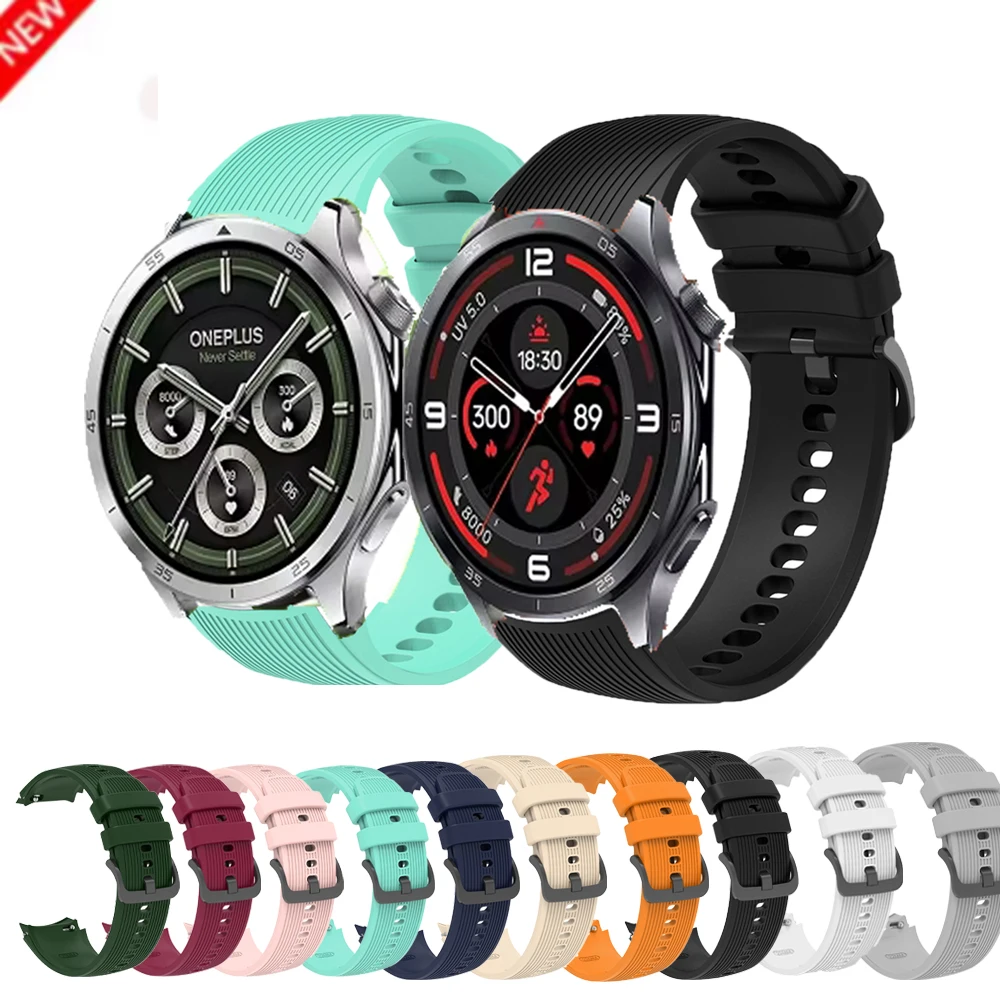 22mm Soft Silicone Strap For OnePlus Watch 3 2 2R/OnePlus 46mm Sport Watchband For OPPO Watch 4 Pro X X2/Realme Watch S 2 3 Pro