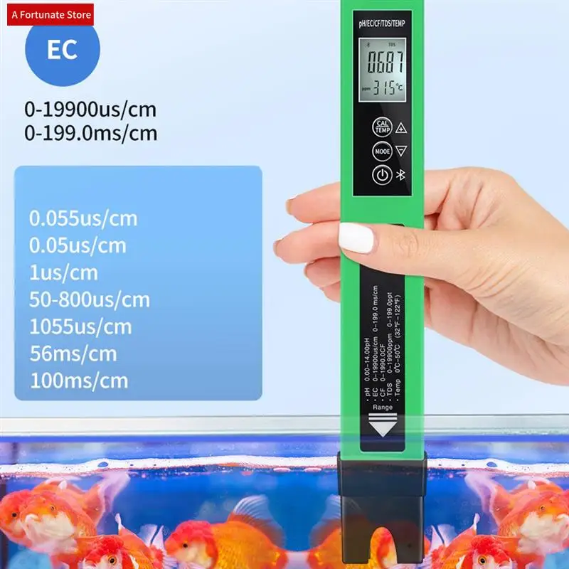 

5 In 1 Water Quality Tester PH/EC/TDS/CF/Temp With BT Multifunction Water Meter Digital PH Meter For Pool Hydroponics-A78G