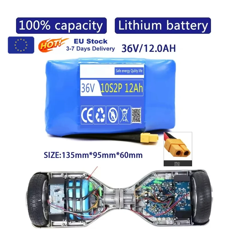 Upgrade 36V Batterij 20000mAh Oplaadbare Lithium ion batterij voor Elektrische zelfbalancerende Scooter Hover Board eenwieler - afbeelding 2