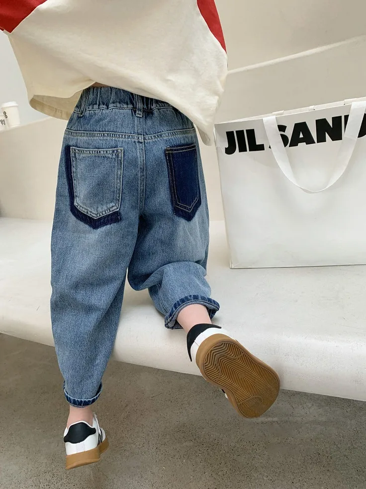 

Children Denim Trousers 2024 New Infant Girls Loose Casual Pants Toddler Boys Harem Pants Kids Fashion Versatile Spring Jeans