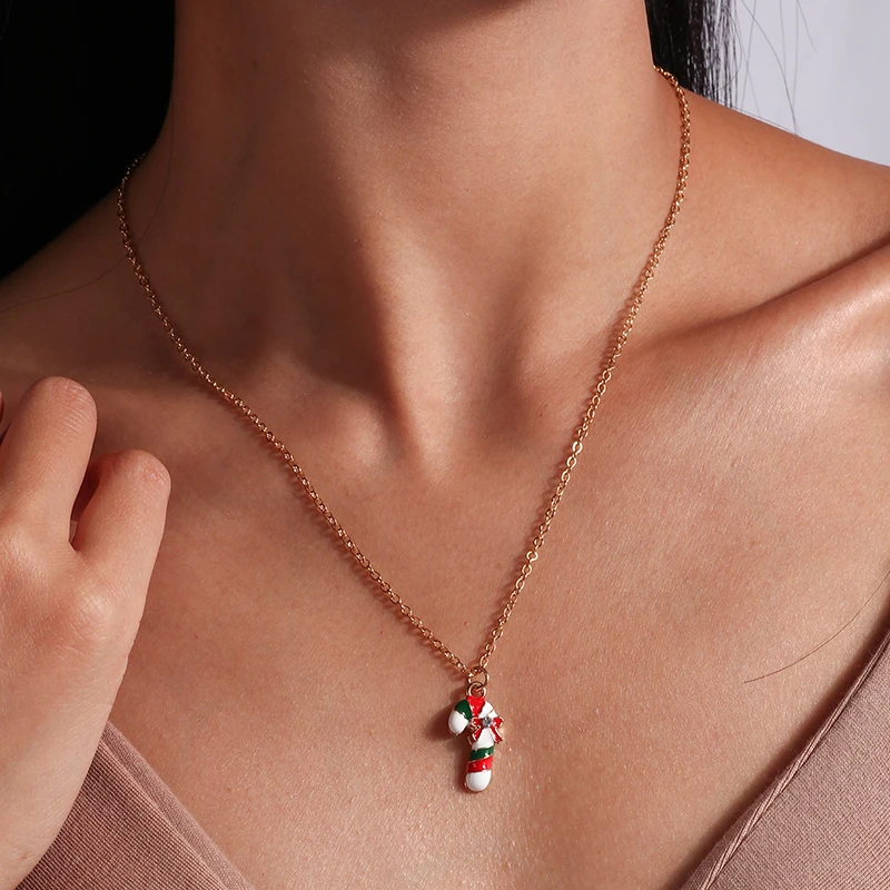 Aihua 3pcs4pcs Weihnachten Halsketten Emaille Weihnachtsbaum Glocke Santa Schneeflocke Halskette Anhänger für Frauen Geschenke Trendy Schmuck Set – Detail 9