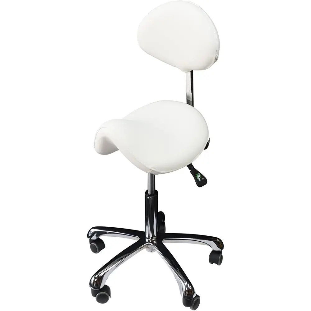 Rolling Stool with Back, Adjustable Sn Chair, White | Ergonomic Seat or Oice and Exam Rooms, Height Adjusent, Smooth Rolling Cas