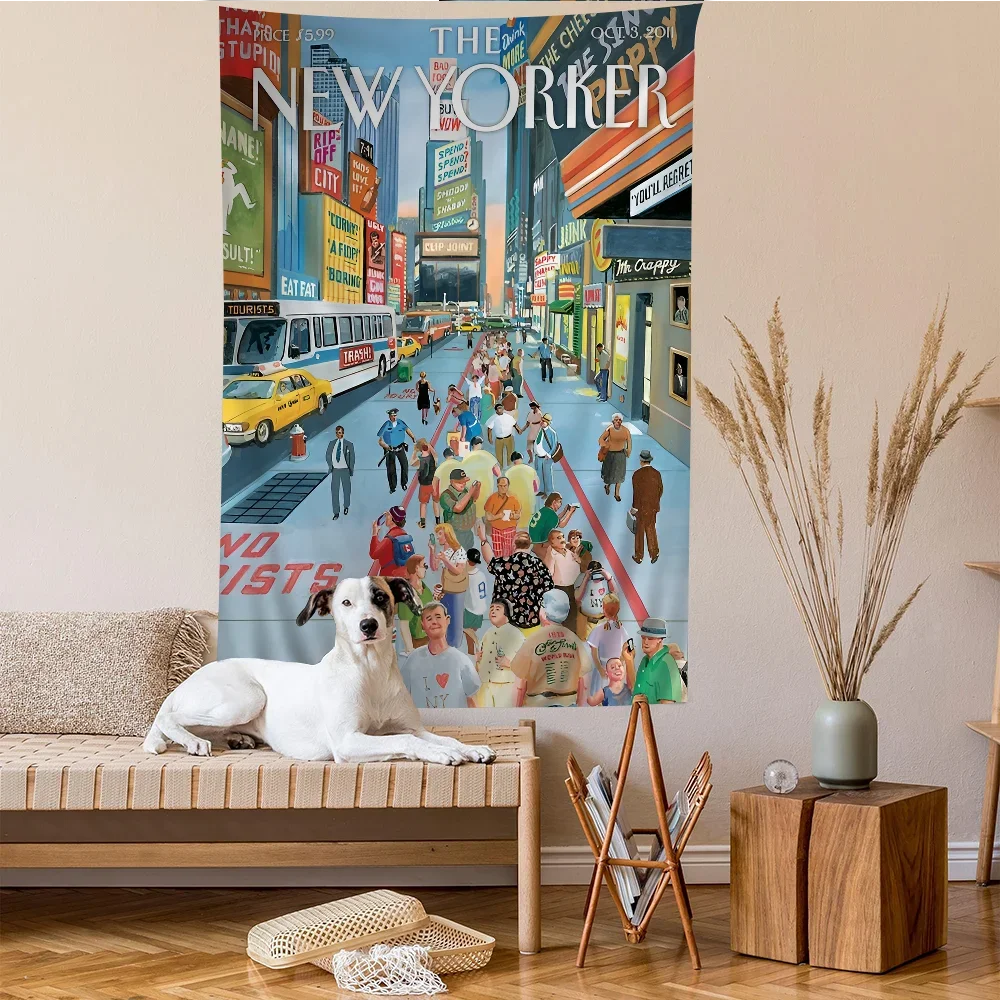 New Yorker Printed Large Wall Tapestry Art Science Fiction Room Home Decor Decor Blanket