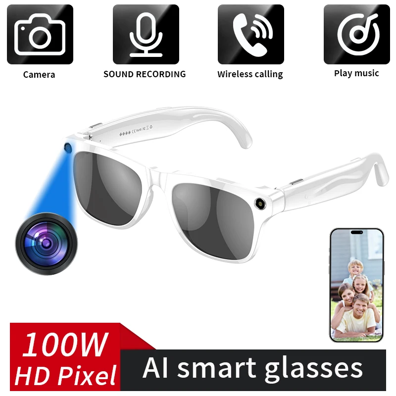 

New AI Smart Translation Camera Sunglasses Men Women Bluetooth Call Take Photo Record Video Music Stereo Mic Touch Sport Eyewear
