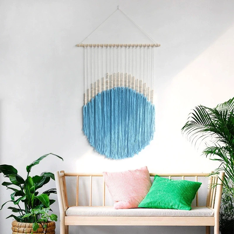 Semicircle Macrame Wall Hanging Colorful Hand Woven Nordic Style For Home Decor Bedroom Living Room Background Decoration