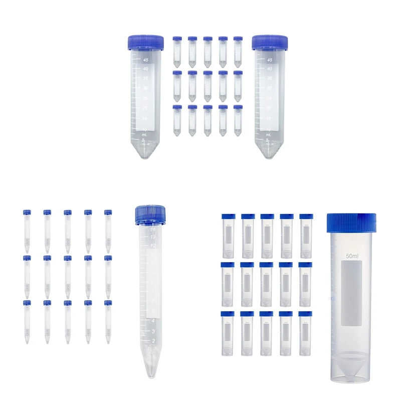 Tabung sentrifugal kerucut ilmiah 15ML, [50 PAK] tabung uji plastik dengan tutup sekrup, 15ML tabung uji steril dengan tutup tahan lama