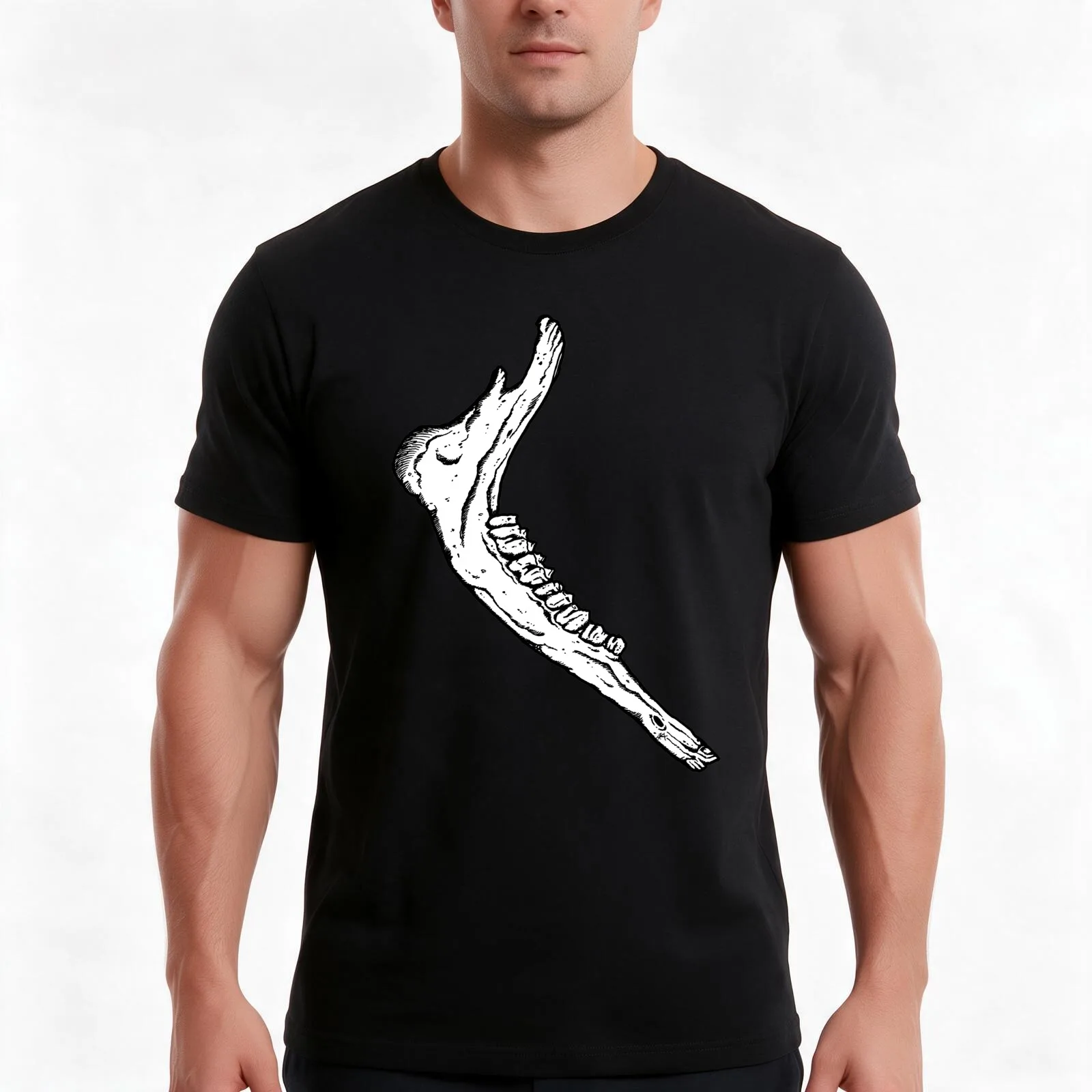 Jawbone T-Shirt, Summer Casual Cotton Tee, Oversized Streetwear Tops, Vintage Graphic Print, Loose Fit Short Sleeve, 100% Cotton