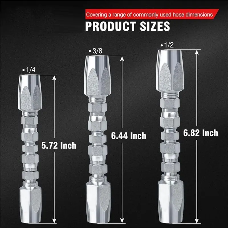 DT15 Hydraulic Hose Repair Kit 5PCS, Reusable 1/4