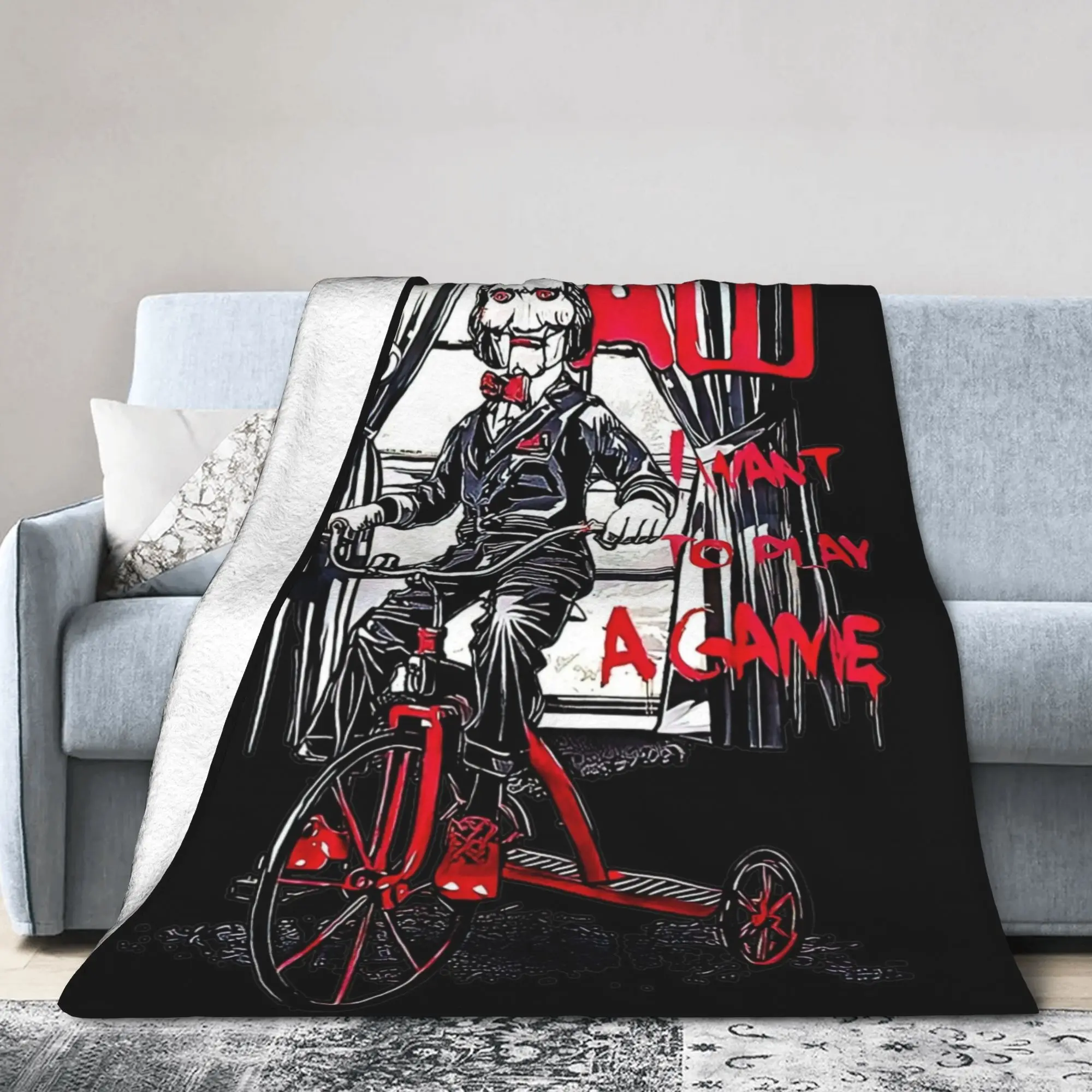 

Винтажные одеяла из фильмов ужасов с пилой, забавные шерстяные забавные мягкие одеяла для Хэллоуина для домашнего ресторана, осенне-зимний диван