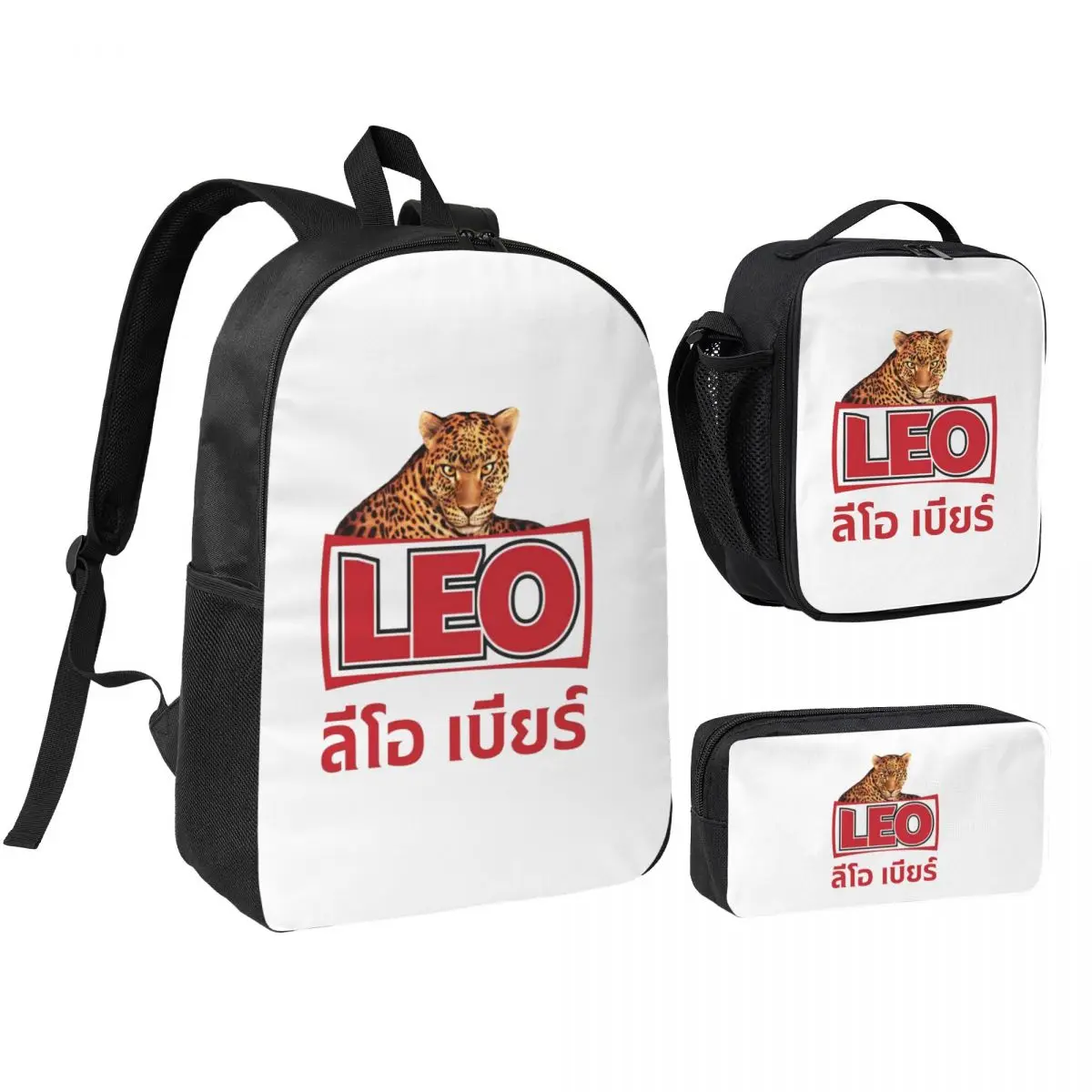 

Leo Beer Bangkok Backpack Student Boys Girls BookBag School Bag Laptop Shoulder Bags 3ps Insulated Lunch Bag Pencil Case