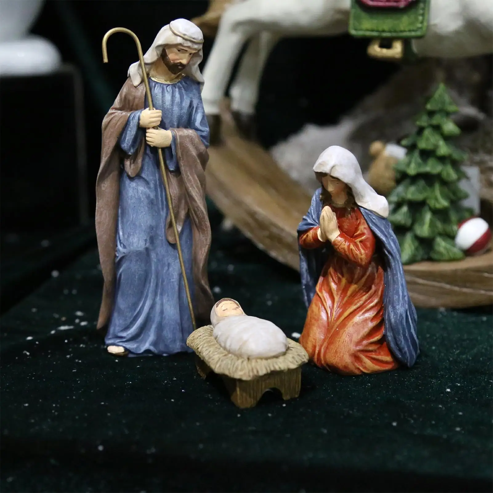 Nativity Figurines Christmas Resin Home Decor 3-Piece Nativity Scene Statue Desk Decoration For Shelf Bedside Living Room