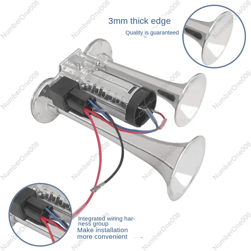 Cross-Border Hot Selling One-Piece Motor Pump Horn 12V Double Tube Empty Air Horn Car Truck Air Pump Air