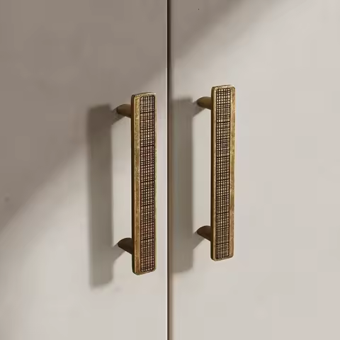 Vintage kitchen cabinet door handle grid-textured antique wardrobe pull zinc alloy single-hole for drawer knob furniture handles