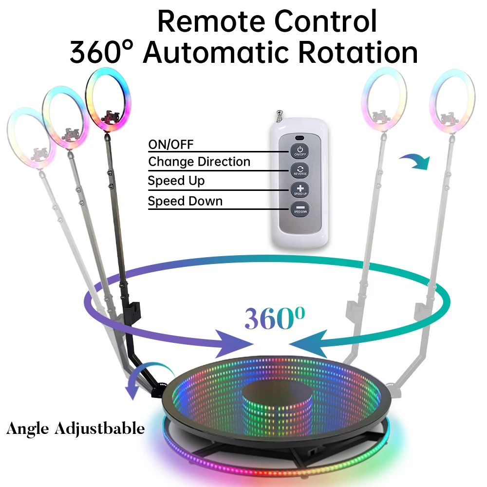 360 plataforma de vidro da cabine da foto 68 80 100 115cm estande extensível cabine de vídeo da rotação automática mágica para eventos da festa