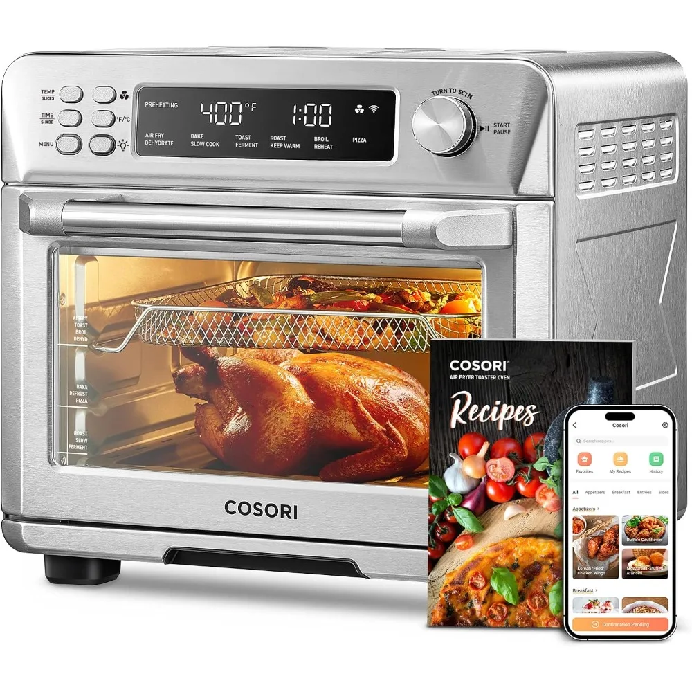 Smart Air Fryer Combo, Torradeira Forno Combo, Airfryer Forno de convecção, bancada, assar, assar, reaquecer, frango, desidratar, 12 em 1